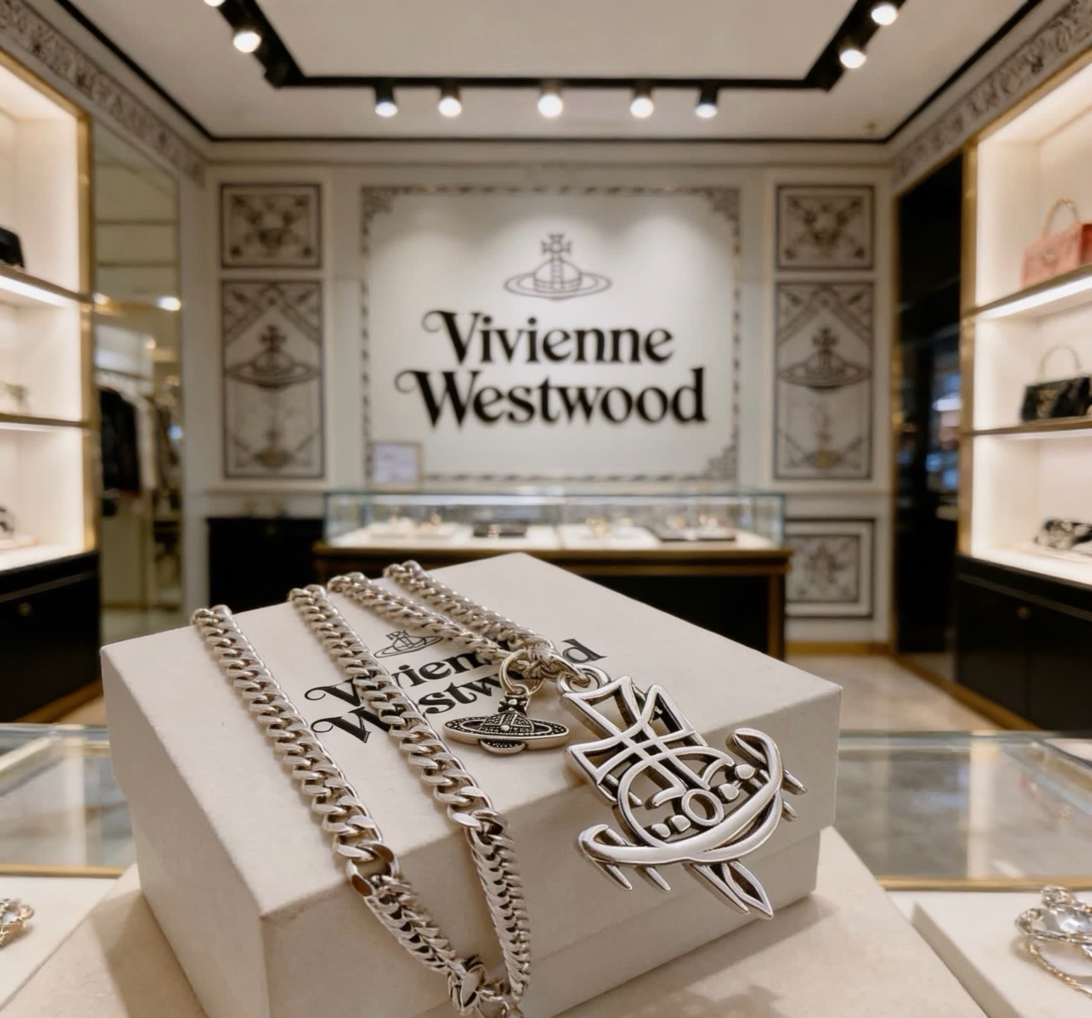 Vivienne Westwood Silver Chain with Logo Pendant